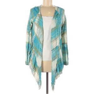 Anthropologie tier layer open front cardigan medium women’s blue green women’s